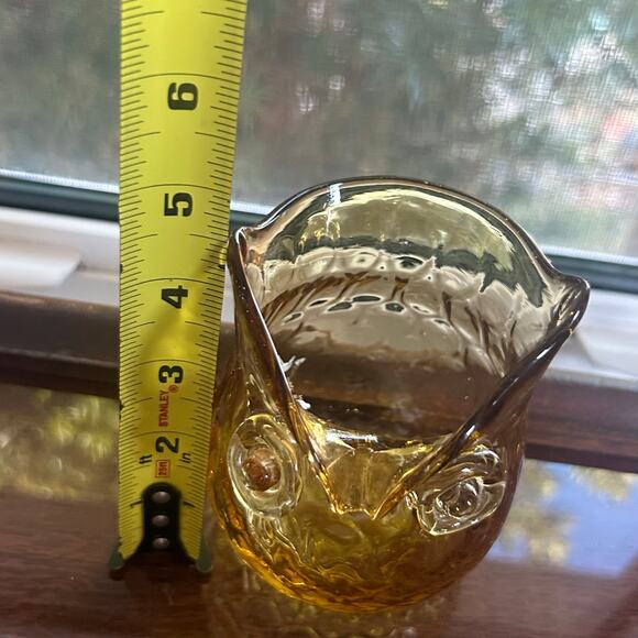 Vintage Amber Glass Owl Figurine Vase or Candle Holder – 4.5” Tall - Picture 9 of 9